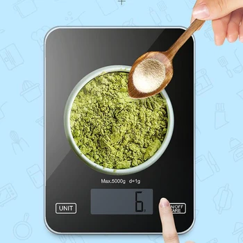 

Digital Toughened Glass Scale 1g/5kg Food Scale Ultra Slim Tempered Glass LCD Display Kitchen Mesuring Tool