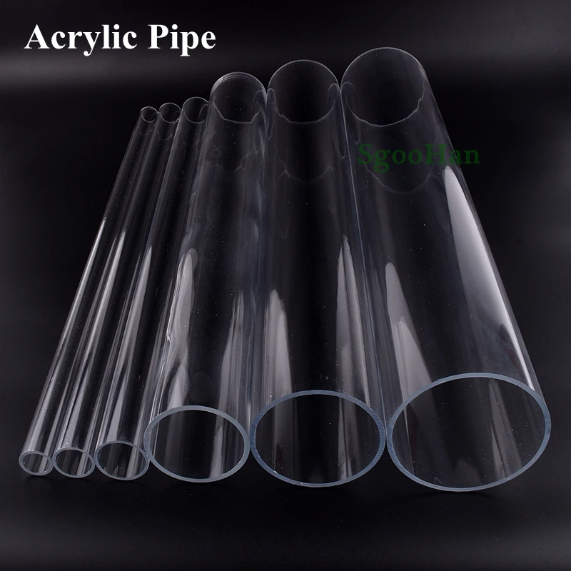 OD 16~110mm Transparent Acrylic Tube Aquarium Fish Tank Supplies Plexiglass Water Supply Pipe Garden Watering Fittings 50cm Long