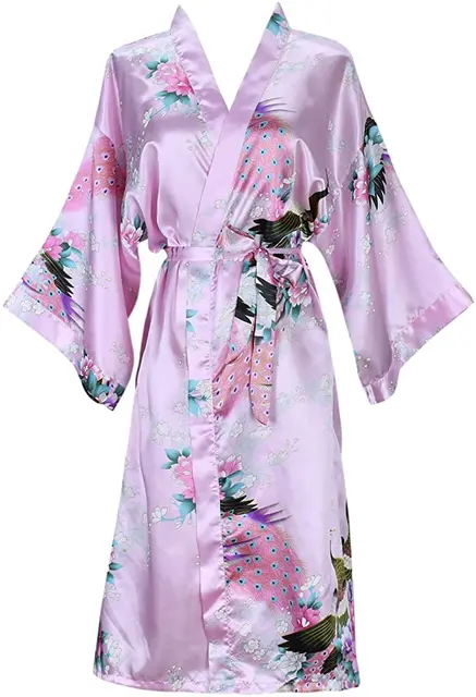 Robe de mariée en Satin de soie pour demoiselle d'honneur, peignoir Floral, Kimono court, Robe de nuit, Robe de bain, à la mode, pour femmes