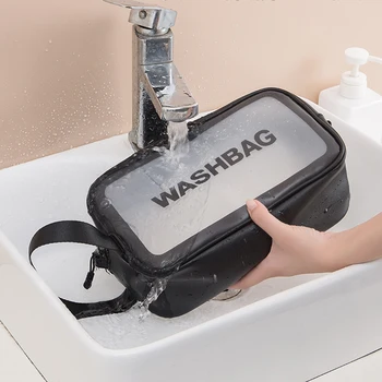 

PVC Transparent Makeup Bag Women Wash Bag Travel Organizer Large Capacity Cosmetic Storage Bag Hand Clear Bags Neceser Waterproo