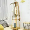 Bamboo Coat Rack Free Standing 2-Shelves Clothing Storage Garment Organizer Stand with 8 Hooks Clothes Poles 55kg Load-bearing f 5