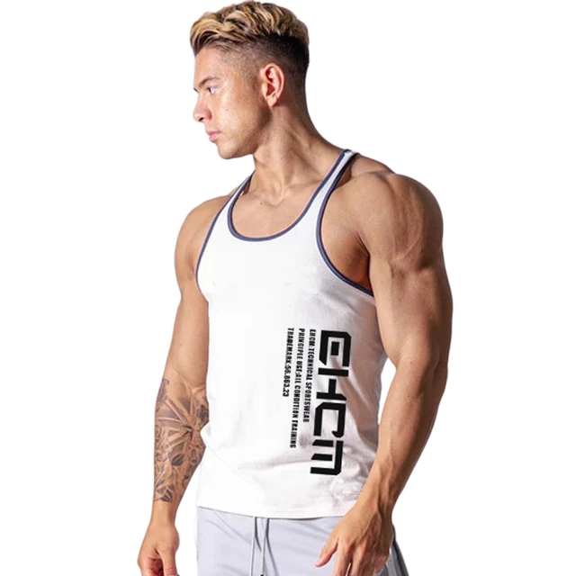 White Gym Tank Top, Gym Tank Top Men, Workout Clothes, Undershirt