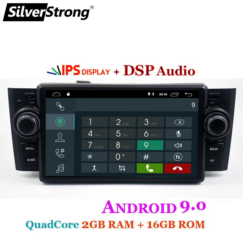 SilverStrong Автомобильный мультимедийный плеер gps Android9.0 автомобильный Радио 1 Din DVD для Fiat Grande Punto Linea 2007-2012 радио FM Рулевое управление