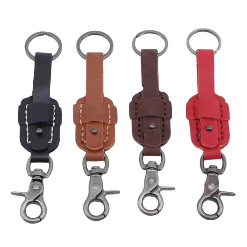 

New Fashion Genuine Leather Women Small Gift Retro Handmade Purse Keychain Car Key Ring Holder Wallet Arts and Crafts for Men
