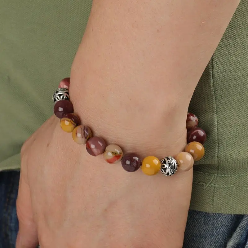 

Wholesale Natural Jewelry Adjustable Stone Beads Charm Round Egg Yellow Stone Bracelet For Men And Women