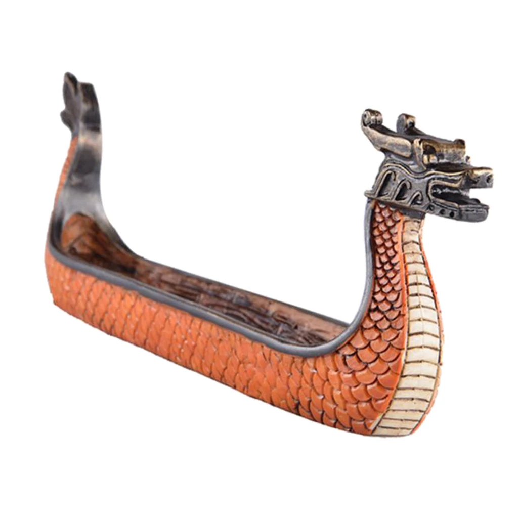 Resin Dragon On Viking Boat Ornament  Festival Incense Holder Chinese Traditional Style Incense Holder Housewarming Gifts