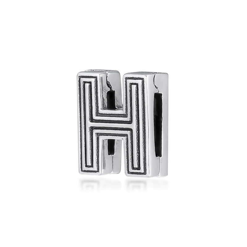 

Beads Original 925 Sterling Silver Fits Pandora Bracelet Reflexions Letter H Clip Bead Charm Women Gift DIY Jewelry Wholesale