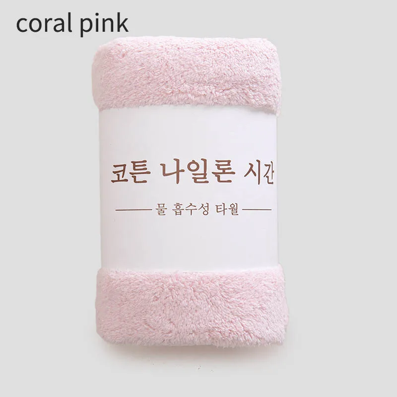 coral pink 1 шт. 35*75 см Полотенце Чистый Цвет Ванная комната кулон мягкий супер впитывающий коралловый флис быстросохнущее утолщение полотенце для лица - Цвет: coral pink