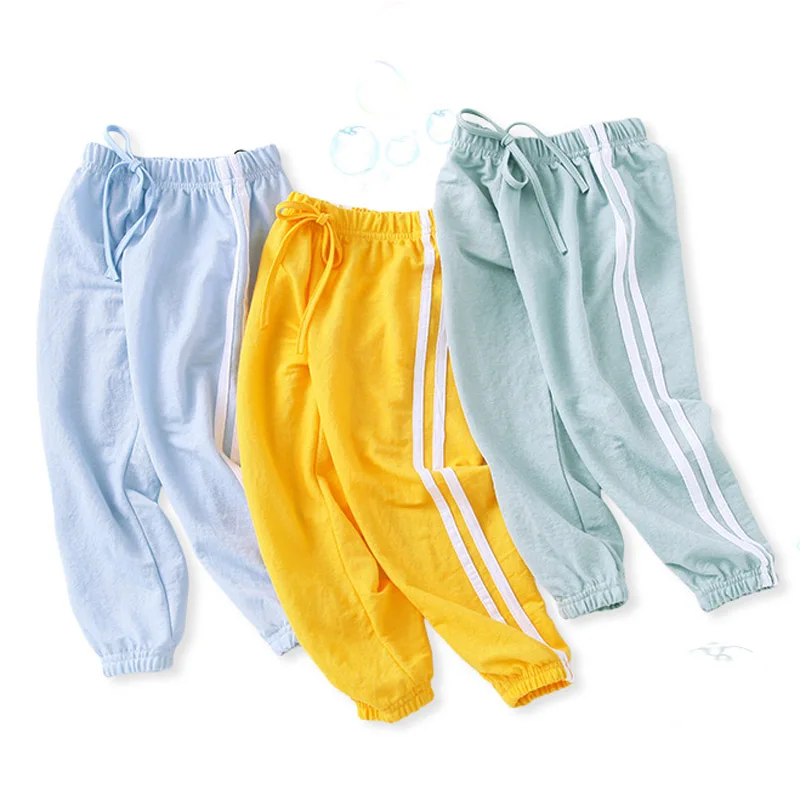 

2020 Summer Kids Leggings Boys Girls Thin Anti Mosquito Pants Candy Color Cotton Bloom Pants Trousers Baby Pajama WZFS171