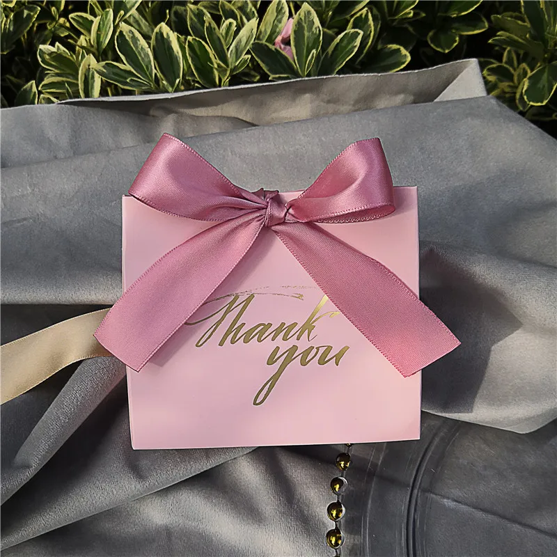 

25Pcs Thank You Printed Large Size PINK Candy Bag Box for Favor Gift Decoration/Event Party Supplies/Wedding Favours Gift Boxes