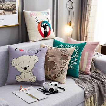 

Cartoon Series Polyester Sofa Cushion 45x45cm Soft Cozy Cushion with Core Home Decor Sofa Chair Seat Back Cushion