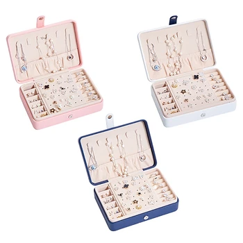 

PU Jewelry Box netic Buck Bracelet Earrings Necklace Rings Jewellery Storage Case Casket Cabinet Portable