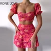 Women Floral Print Pom Pom Ruffles Top & Layered Skirt set Casual 2 Pieces Set ► Photo 2/4