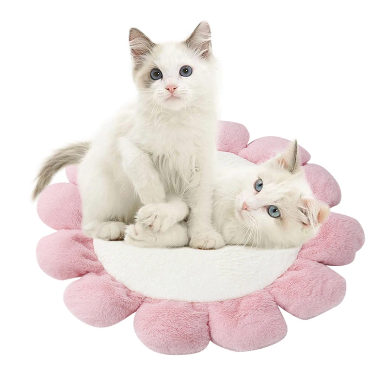 

4 Colors Warm Fleece Flower Dog Cat Mat Bed Round Pet Lounger Cushion For Pet Dogs & Cats Winter Dog Kennel Christmas Puppy Mat
