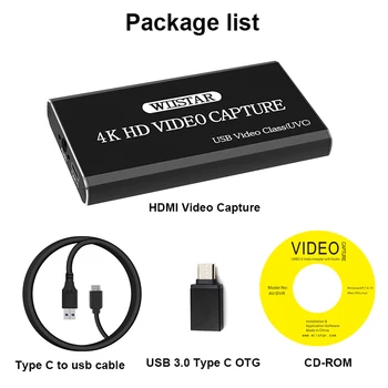 

USB TYPE C HDMI HD Game Video Capture Card 1080P 30FPS Game Recorder Box Device Live Streaming for Windows Linux Os X System