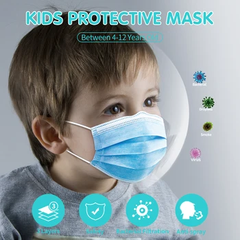 

200pcs Disposable Child Kids Face Mask 3 Layer Respirator Boys Gilrs Non-Woven Kids Mouth Mask Anti Pollution Kids Face Masks