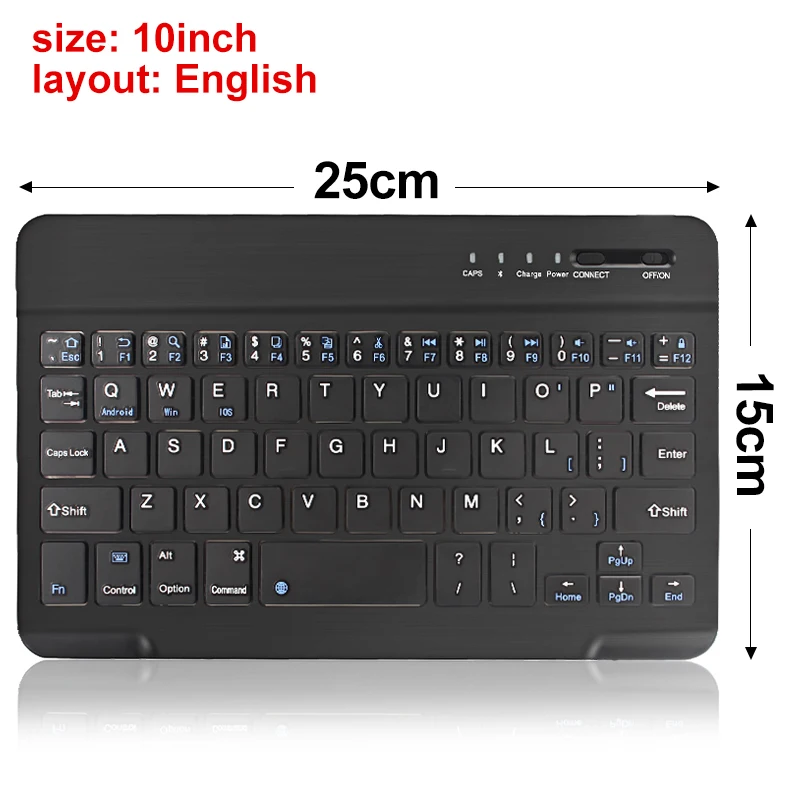10 in black English Мини Беспроводная клавиатура Bluetooth клавиатура для ipad телефона планшета резиновые колпачки перезаряжаемая клавиатура для Android ios Windows - Цвет: 10 in black English