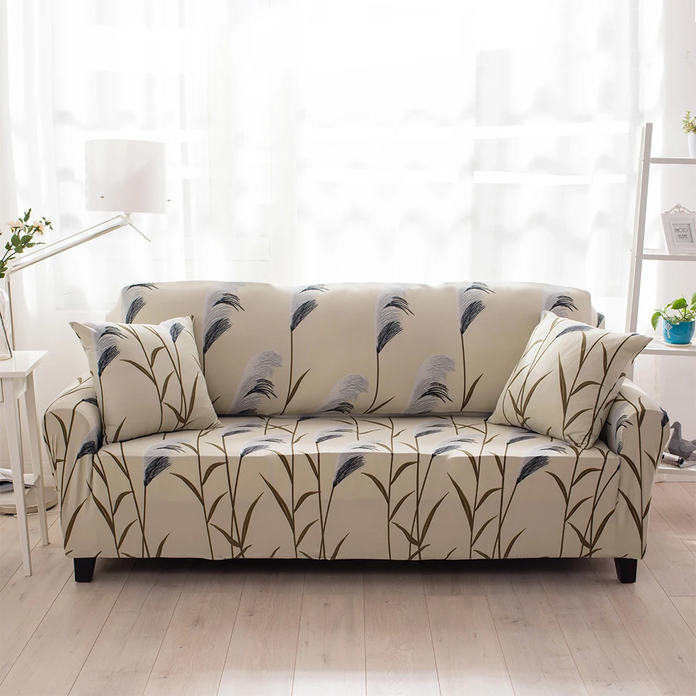 

Reed Pattern Sofa Cover with Anti Pilling Effect Essential Home Elastic Full Cover Universal Style for Beauty Life