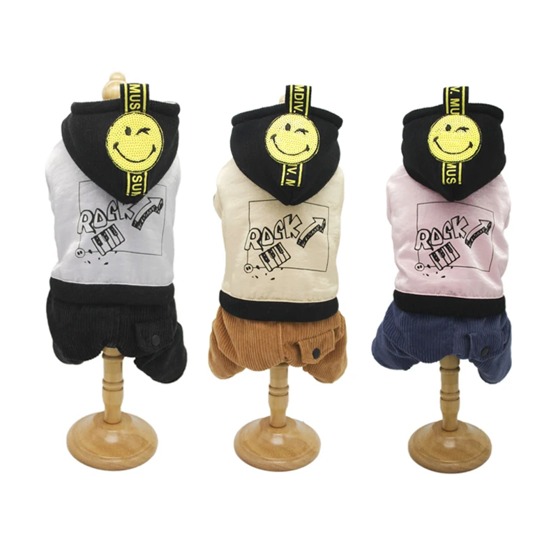 Ambaby осенне-зимняя одежда для домашних животных печати с капюшоном 4 брюки с широкими штанинами теплое пальто для собаки одежда с принтом в виде собак для маленьких средних и больших размеров, Размеры Домашние животные, собаки и кошки