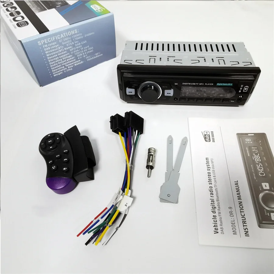 1 Din Dab + Fm Autoradio Autoradio Stereo Audio Lettore Mp3 Supporto Usb Tf Bluetooth