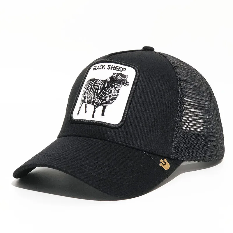 

Wholesale High Quality Sheep Pattern Embroidered Mesh Cap Hot Selling Ancient Olin Bros Truck Cap Animal Series Baseball Cap