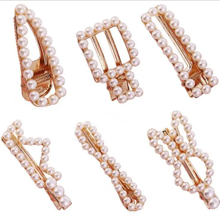 

Coroa De Noiva The New Selling Pearl Pin Geometry Small Sweet Wind Web Celebrity Duckbill Clip Hot Style Accessories Wholesale