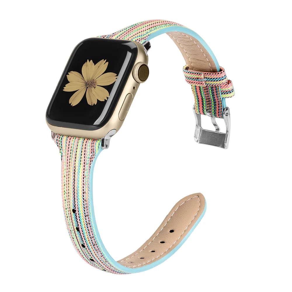 multicolor Холщовый ремешок Wearlizer для iWatch Apple Watch, женский, мужской ремешок 38 мм, 40 мм, 42 мм, 44 мм, серия 5, 4, 3, 2, 1, ремешок на запястье, браслет - Цвет ремешка: multicolor