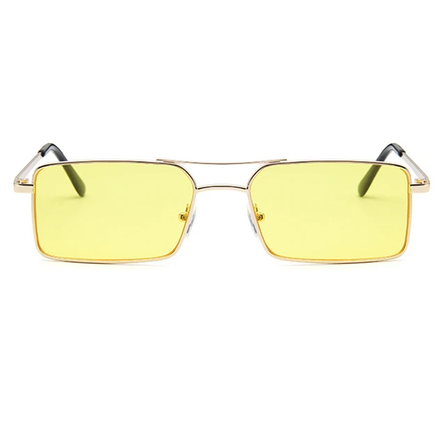 OEC CPO Vintage Square Metal Steampunk Sunglass Women Brand Designer Metal Punk Sun Glasses Driving Men Oculos De Sol O156 C5 Gold-Yellow