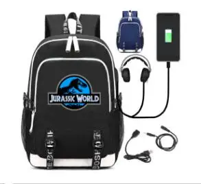 D Jurassic World USB зарядка мочилы студенческий рюкзак Парк Юрского периода школьная сумка для отдыха ежедневный рюкзак для подростков - Цвет: D