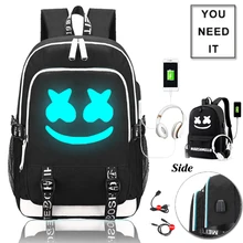 DJ Marshmellow школьная сумка для подростков, светящиеся для мальчиков и девочек, сумка для книг, повседневный студенческий рюкзак, школьные подарки для детей, обратно в колледж