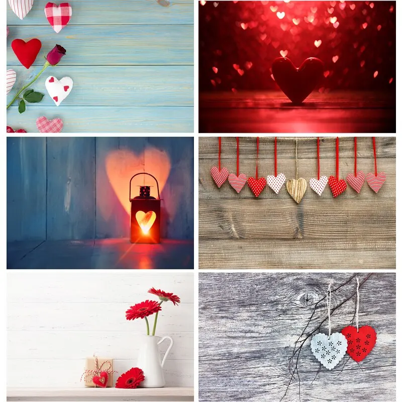 

SHUOZHIKE Art Fabric Valentine Day Photography Backdrops Prop Love Heart Rose Wooden Floor Photo Studio Background QRJJ-03