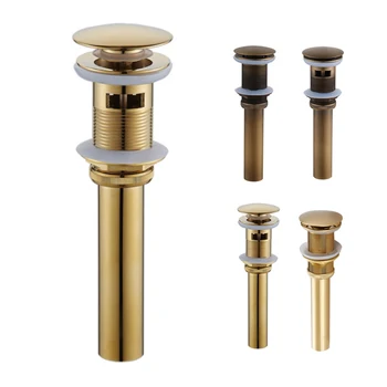 

Bathroom Basin Sink Pop Up Drain Brass With & Without Overflow Vanity Sink Waste Drainer Plug Bath Tub Water Stopper Gold Brass
