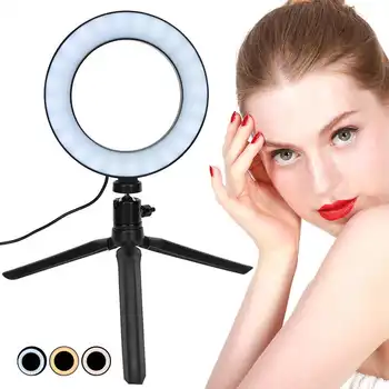 

Vanity Mirror LED Live Streaming Light Dimmable Selfie Ring Light Camera Circle Fill Light with Tripod Makeup Mirror Lights