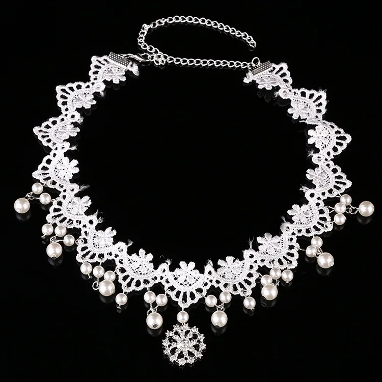 

Hot Sales-Bride Polymer Clay Lace Soft Chain Headdress Marriage Headdress Forehead Ornament Korean Style Wedding Dress Hair Acce