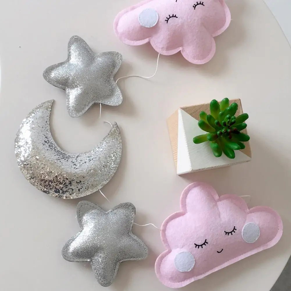 

Lovely Baby Room Nursery Star Moon Cloud Garlands Strings Prop Star Garland Hanging Wall Decoration