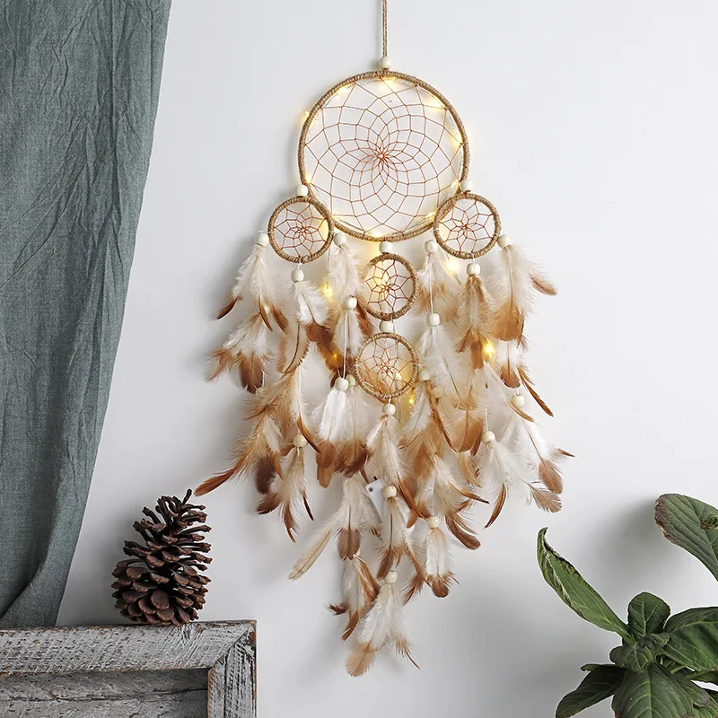 Dream catchers 5 Ring Retro Manual Dream Catchers Home Decoration Indians Natural Stone Tree of Life Dreamcatcher Wall Ornaments