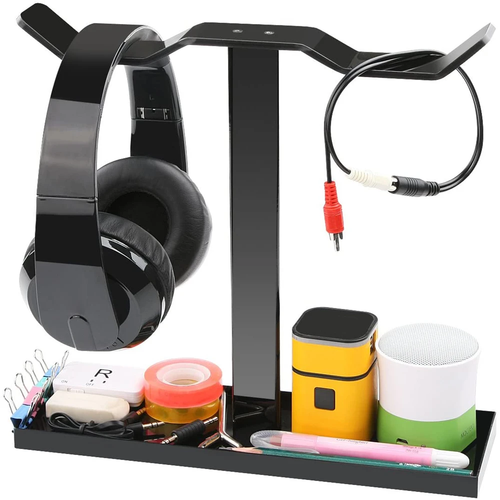Universal Bracket Dual Balance Organic Glass Holder Station Headset Hanging Headphone Desk Headphone Stand Hanger Hook