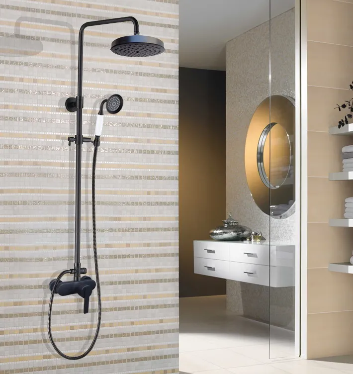 Масло втирают бронзовое настенное крепление Душ Набор кран с одной ручкой Handshower