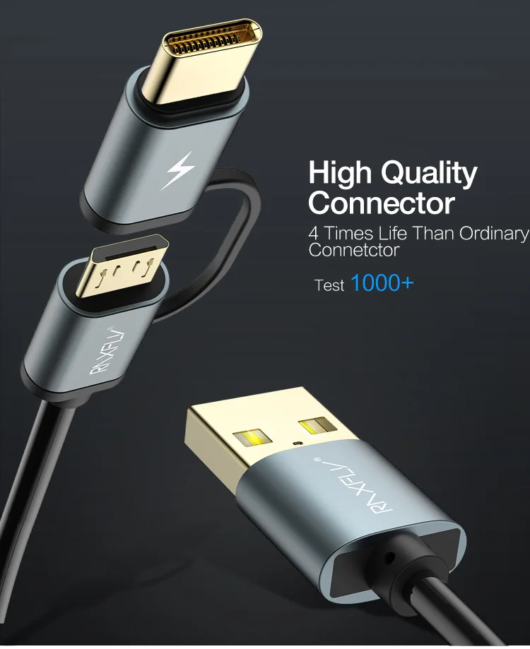 JIANHAN USB кабель для передачи данных для мобильного телефона QC 3,0 кабель для быстрой зарядки Micro поворотов type-C разъем двойного назначения