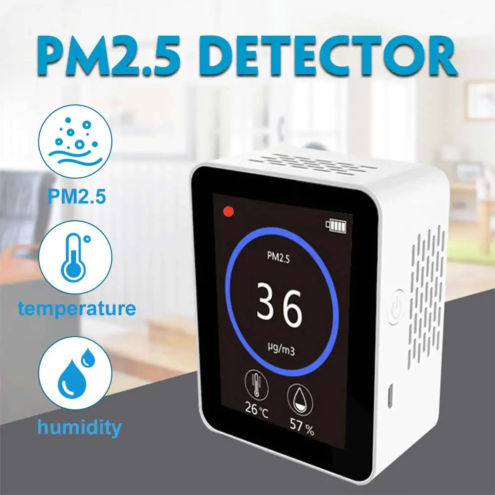 

Digital Air Quality Monitor PM2.5 Detector Tester with 2.8inch TFT Color Screen Gas Analyzer Temp Humidity Meter Diagnostic Tool