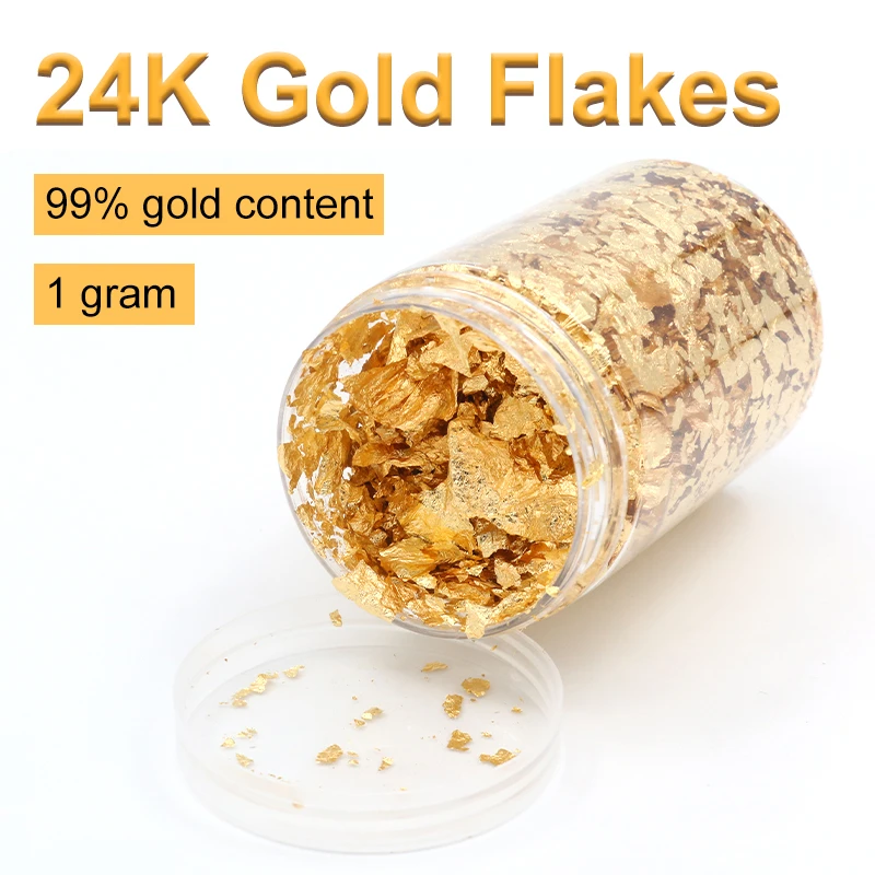24K Gold Leaf Edible Gold Foil Sheets Flakes for Cake Decoration for Arts  Crafts Gilding Paper 1g/bottle gold leaf craft paper|Craft Paper| -  AliExpress