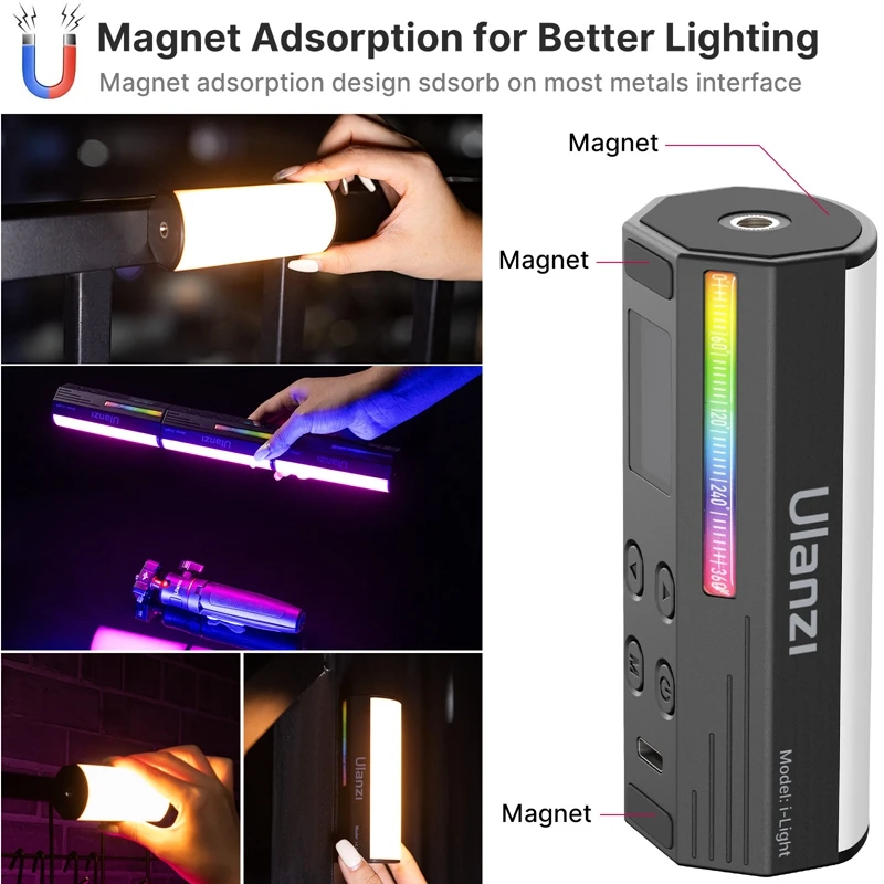 Ideal para Gravação de Vídeos Rgb para Fotografia Rgb de Led para Vídeos 2500 a 9000k Ulanzi-luz Portátil Iluminação Youtube no - Image 4