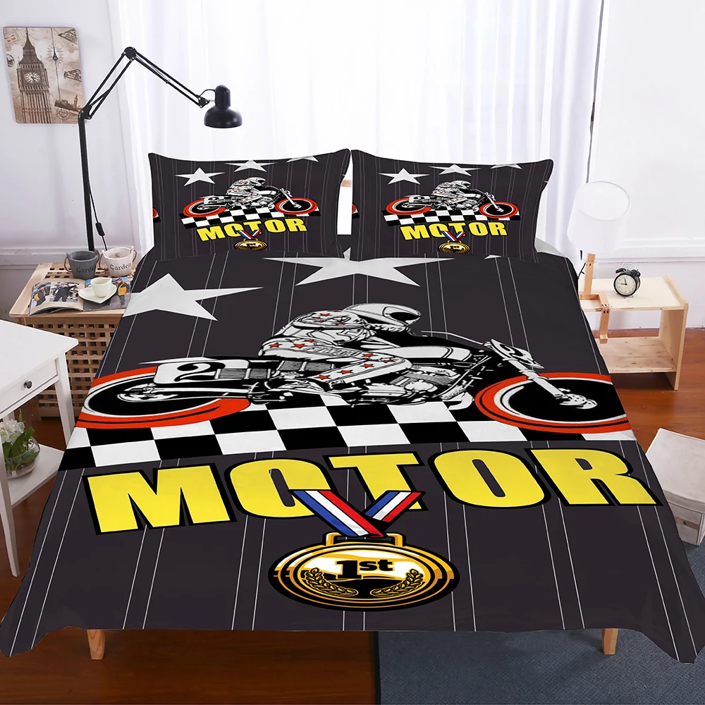 BEST.WENSD Hot Double-single-bedding-set Egyptian cotton 2pcs 3 pcs comforter bedding sets 3d Cartoon Duvet cover set Sports car