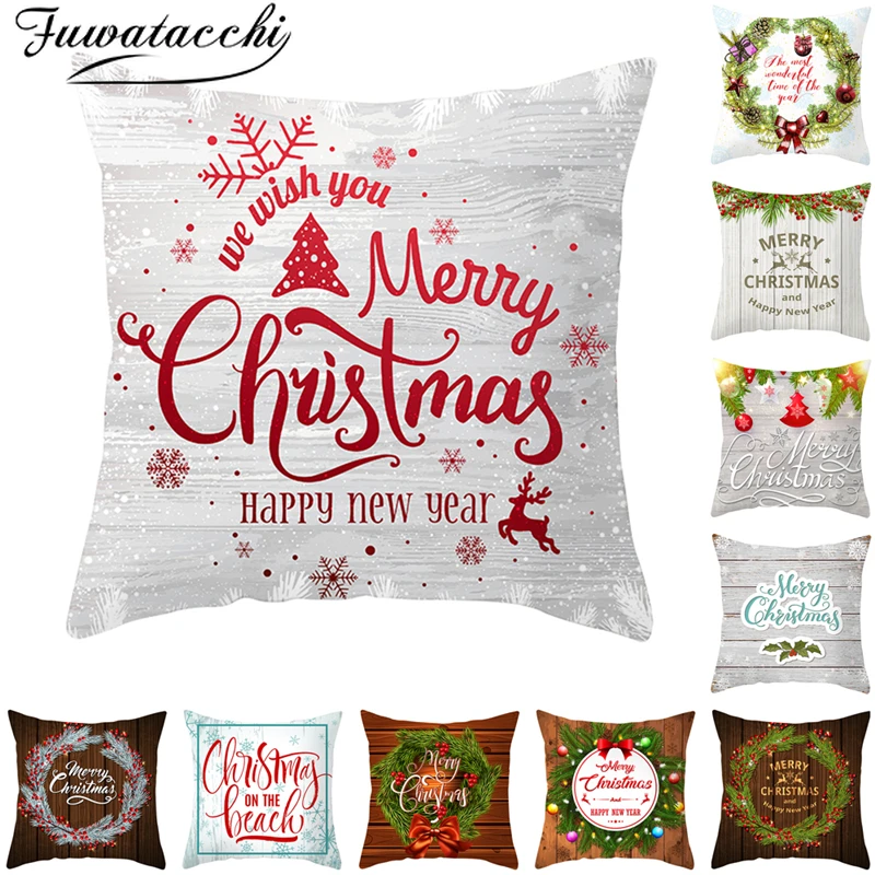 

Fuwatacchi Christmas Pattern Pillow Cover Tree Throw Pillows for Couch Pillowcase Polyester Home Sofa Chair Decorative Pillow