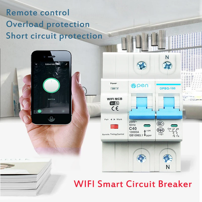 tuya smart ZMB9-100 WiFi Smart Circuit Breaker Switch ZMB9 25A 40A 63A 80A 100A 230V 400V 1/2/3/4 pins P support alexa google