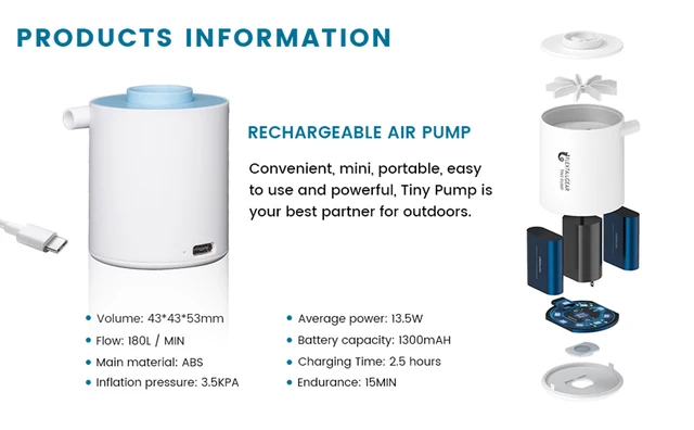 Outdoor Gadgets FLEXTAILGEAR Tiny Pump Tragbare Luftpumpe Mit 1300
