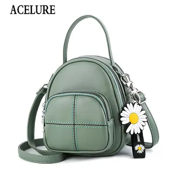 

ACELURE Solid Color PU Leather Backpacks for Women Fashion All-match Small School Bags for Teenager Students Backpack Purse