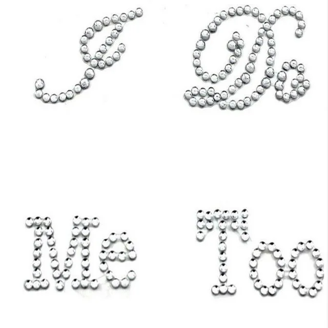 Украшение в виде сердца, набор из кристаллов I DO ME TOO, стразы для свадебной вечеринки, украшение для обуви, наклейка на стену, виниловая надпись, свадебная наклейка - Цвет: Серебристый