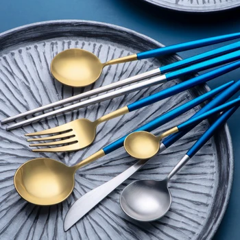 

Dinnerware Set Travel Cutlery Set Camping Tableware Reusable Utensils Set with Spoon Fork Chopsticks Straw Portable Case BB50CJ