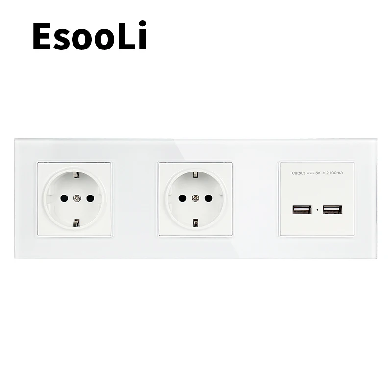 Электрическая розетка EsooLi 16 А 2 USB порта 5 В А|Электрические розетки| |